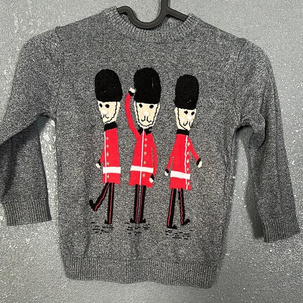 Gray Sweater with Red Soldier Design 3/4T